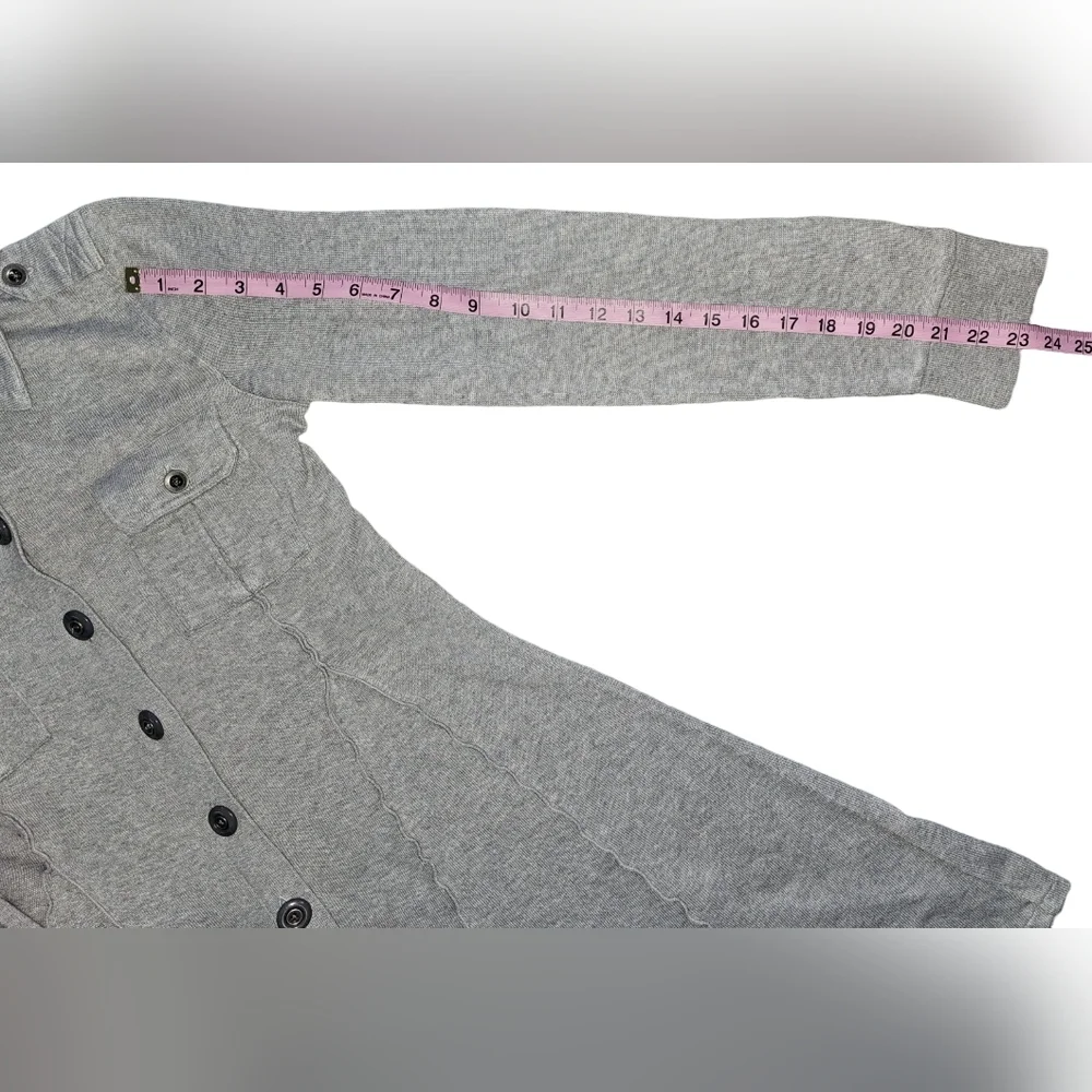 Free People Gray Military Button Front Fit & Flare Sweater Dress Jacket Sz S - Picture 13 of 16